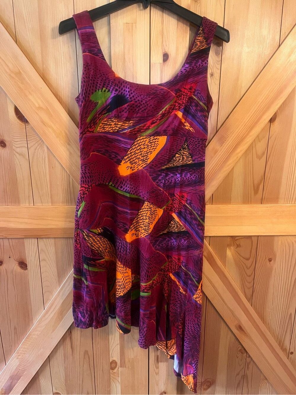 Tiana B Dress Woman Size 8 Sleeveless Round Neck Abstract Pullover Asymmetrical